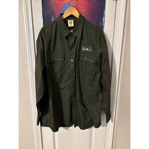 GUNIT Work Shirt Long Sleeve Olive Green Patch Men's XXXL y2k